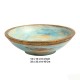 Wooden Rustic Bowl with Embossed Brass Art - Distress White Wooden Rustic Bowl with Embossed Brass Art - Distress White