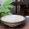 Wooden Rustic Bowl with Embossed Brass Art - Distress White