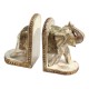 Wooden Elephant Rustic White Book Ends Set Wooden Elephant Rustic White Book Ends Set