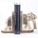 Wooden Elephant Rustic White Book Ends Set Wooden Elephant Rustic White Book Ends Set