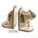 Wooden Elephant Rustic White Book Ends Set Wooden Elephant Rustic White Book Ends Set