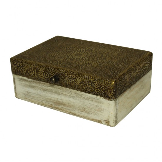 Distressed White Box with Brass Embossed Top (Size-2)