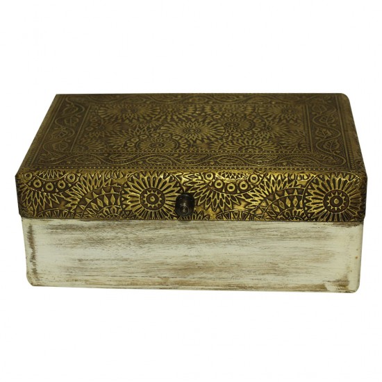 Distressed White Box with Brass Embossed Top (Size-2)