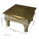 Distressed White Chowki with Brass Embossed Top Distressed White Chowki with Brass Embossed Top