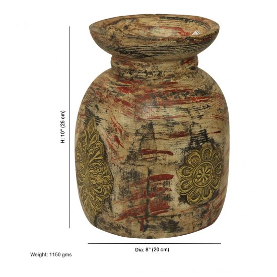 Distressed White and Red Reclaimed Wooden Pot Distressed White and Red Reclaimed Wooden Pot
