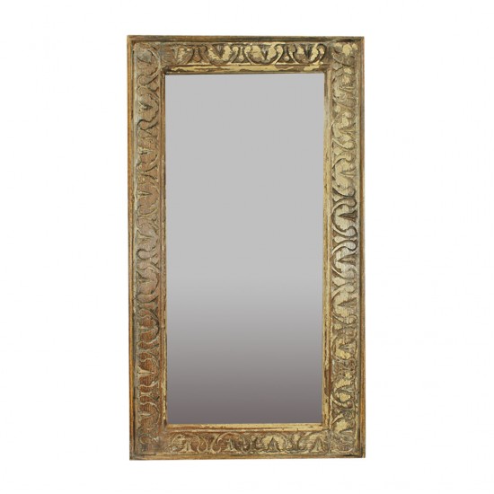 Distressed White Wooden Mirror Frame