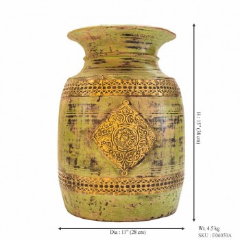 Distressed Green Wooden Pot 