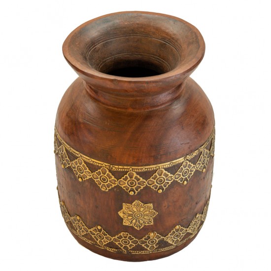 Polished Brown Wooden Pot