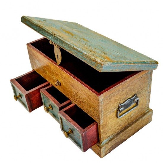 Distressed Blue Wooden Mini Chest of Drawers Distressed Blue Wooden Mini Chest of Drawers