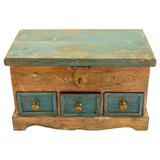 Distressed Blue Wooden Mini Chest of Drawers