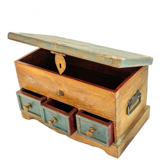 Distressed Blue Wooden Mini Chest of Drawers Distressed Blue Wooden Mini Chest of Drawers