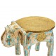 Distressed White Wooden Elephant Embossed Brass Art Distressed White Wooden Elephant Embossed Brass Art