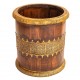 Wooden Planter With Brass Art Small Wooden Planter With Brass Art Small