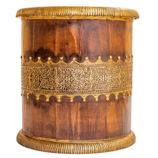 Wooden Planter With Brass Art Small Wooden Planter With Brass Art Small