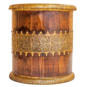Wooden Planter With Brass Art Large 