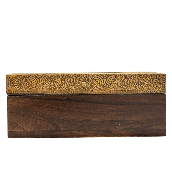 Wooden Brass Embossed Tissue Box