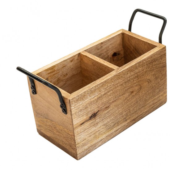 Wooden Multipurpose Cutlery Stand / Table Organizer with 2 Jar Wooden Multipurpose Cutlery Stand / Table Organizer with 2 Jar
