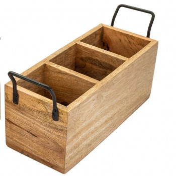 Wooden Multipurpose Cutlery Stand / Table Organizer with 3 Jar
