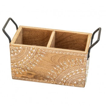 Handpainted Multipurpose Cutlery Stand / Table Organizer with 2 Jar 