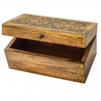 Distressed Yellow Wooden Jewellery Box