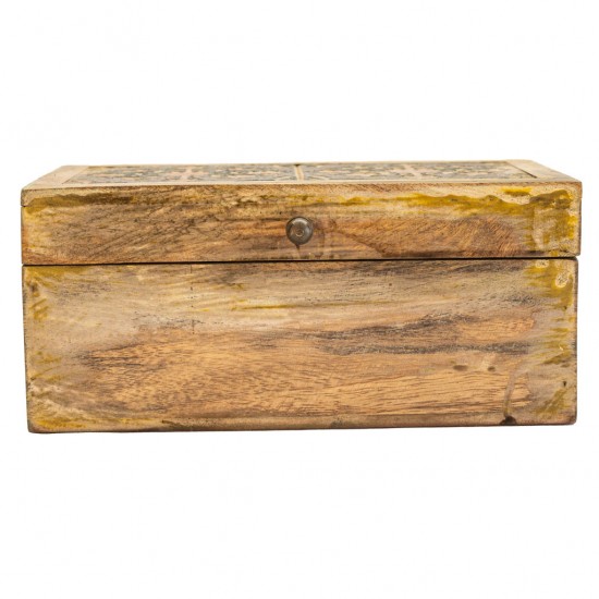 Distressed Yellow Wooden Jewellery Box