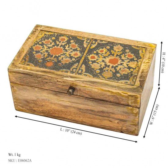 Distressed Yellow Wooden Jewellery Box