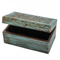 Distressed Blue Wooden Jewellery Box