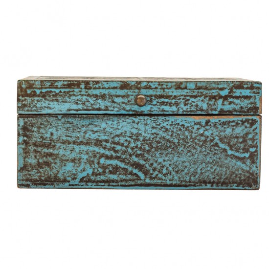 Distressed Blue Wooden Jewellery Box