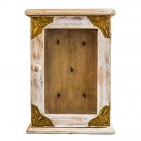 Distressed White with Brass Art Key Box  