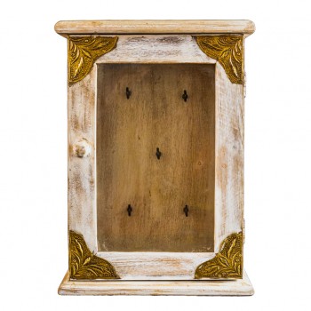 Distressed White with Brass Art Key Box  