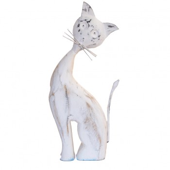 Distressed White Cat Showpiece Figurine