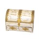 Distressed White Wooden Chest and Organizer with Embossed Brass ArtWork Distressed White Wooden Chest and Organizer with Embossed Brass ArtWork