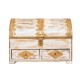Distressed White Wooden Chest and Organizer with Embossed Brass ArtWork Distressed White Wooden Chest and Organizer with Embossed Brass ArtWork
