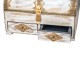 Distressed White Wooden Chest and Organizer with Embossed Brass ArtWork Distressed White Wooden Chest and Organizer with Embossed Brass ArtWork
