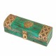 Distressed Green Wooden Trinket Box with Embossed Brass ArtWork Distressed Green Wooden Trinket Box with Embossed Brass ArtWork