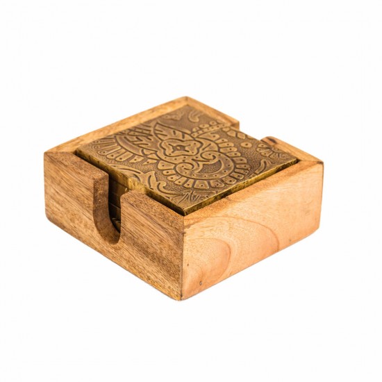 Coasters with Embossed Brass Art 5 x 5 Inches Coasters with Embossed Brass Art 5 x 5 Inches