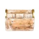 Distressed White Wodden Organiser - Accessory holder with Metal Handles Distressed White Wodden Organiser - Accessory holder with Metal Handles