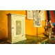 Distressed White Wooden Window Shaped Key Holder With Embossed Brass Work