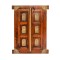 Dark Wooden Polished Khidki with Brass Handles - Wall Decor