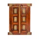 Dark Wooden Polished Khidki with Brass Handles - Wall Decor