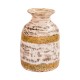 White Distressed Wodden Matka with Embossed Brass Work White Distressed Wodden Matka with Embossed Brass Work