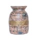 Colourful Distressed Wodden Matka with Embossed Brass Work Dia 7.5 x 10 inches Colourful Distressed Wodden Matka with Embossed Brass Work Dia 7.5 x 10 inches