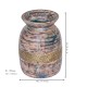 Colourful Distressed Wodden Matka with Embossed Brass Work Dia 7.5 x 10 inches Colourful Distressed Wodden Matka with Embossed Brass Work Dia 7.5 x 10 inches