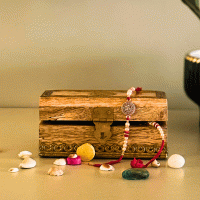 wooden box small natural polish with brass work Indune