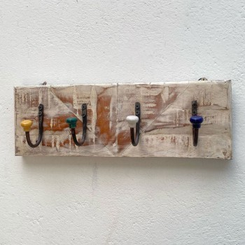 Distressed White Wooden Hooks
