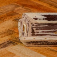 Handcrafted wooden serving tray distressed white maroon brass motif Indian decor