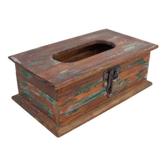 Wooden Tissue Paper Box Distressed