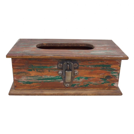 Wooden Tissue Paper Box Distressed
