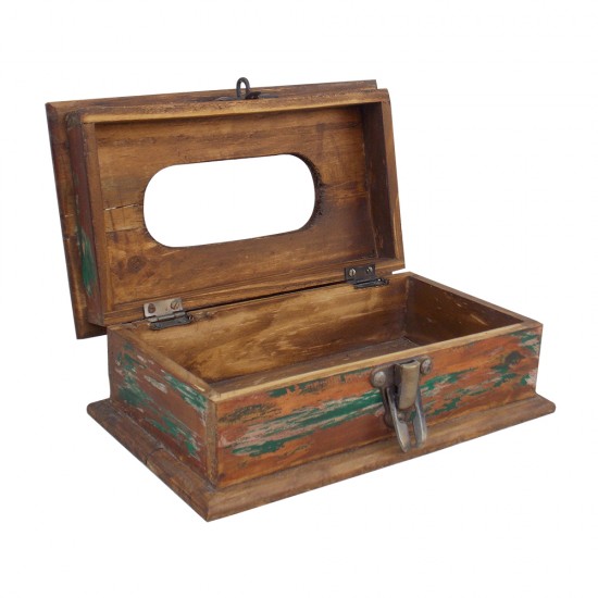 Wooden Tissue Paper Box Distressed