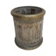 Distress Off white Painted Wooden Planter Adorned with Brass Art 10 Inch